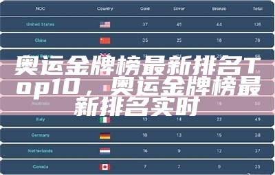 奥运金牌榜最新排名Top10，奥运金牌榜最新排名实时